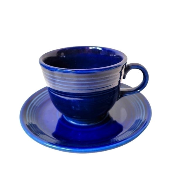 Homer Laughlin Cobalt Blue Fiestaware Cup and Saucer Set - Picture 1 of 8